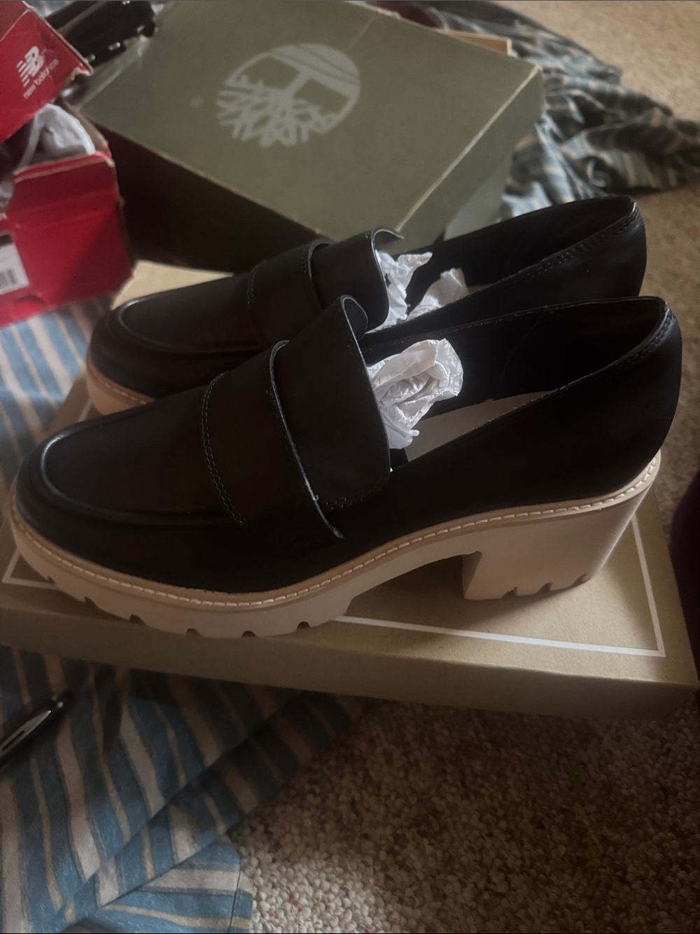 Dolce Vita Black Leather Mules with Chunky Beige Platform